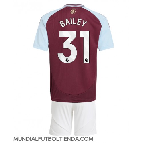 Camiseta Aston Villa Leon Bailey #31 Primera Equipación Replica 2024-25 para niños mangas cortas (+ Pantalones cortos)